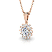 Oval Diamond Cluster Pendant in in 10K/14K gold and platinum with certified lab-grown or natural diamonds