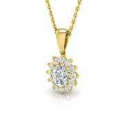 Oval Diamond Cluster Pendant in in 10K/14K gold and platinum with certified lab-grown or natural diamonds