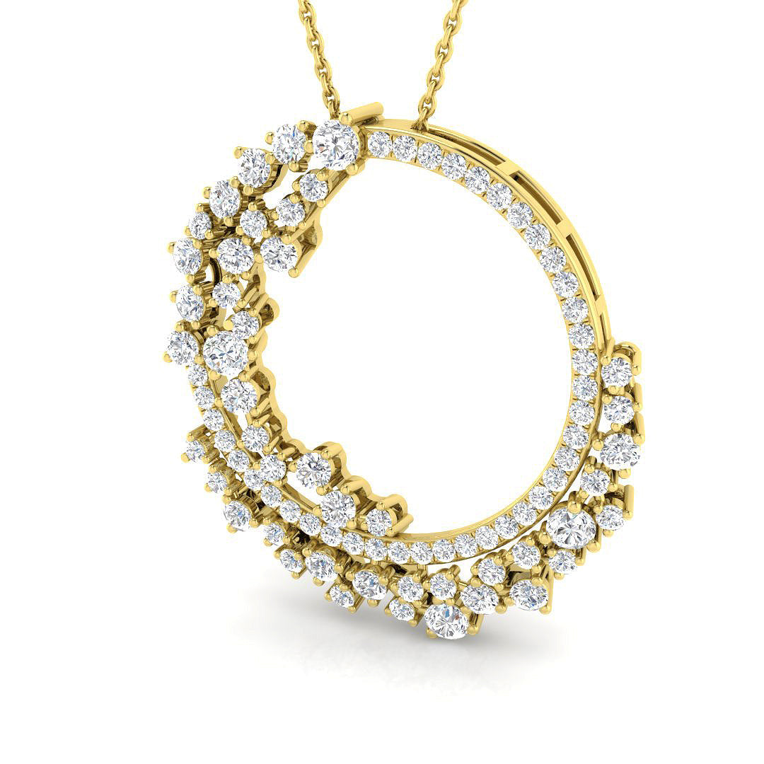 Diamond Circle Pendant Without Chain in 10K/14K gold and platinum with certified lab-grown or natural diamonds