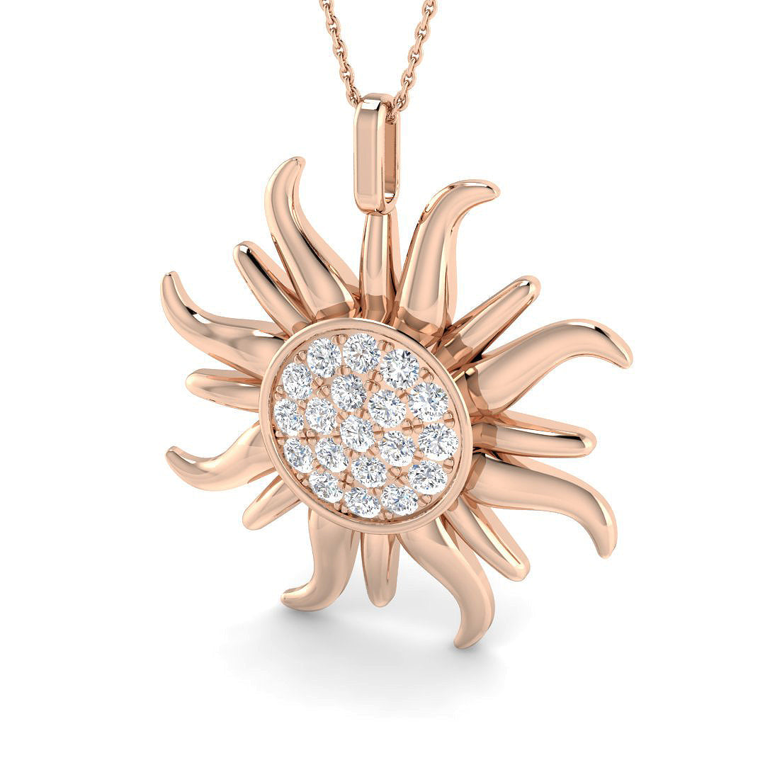 Sunburst Celestial Diamond Pendant 1.25ct Gold (Without Chain) in 10K/14K gold and platinum with certified lab-grown or natural diamonds