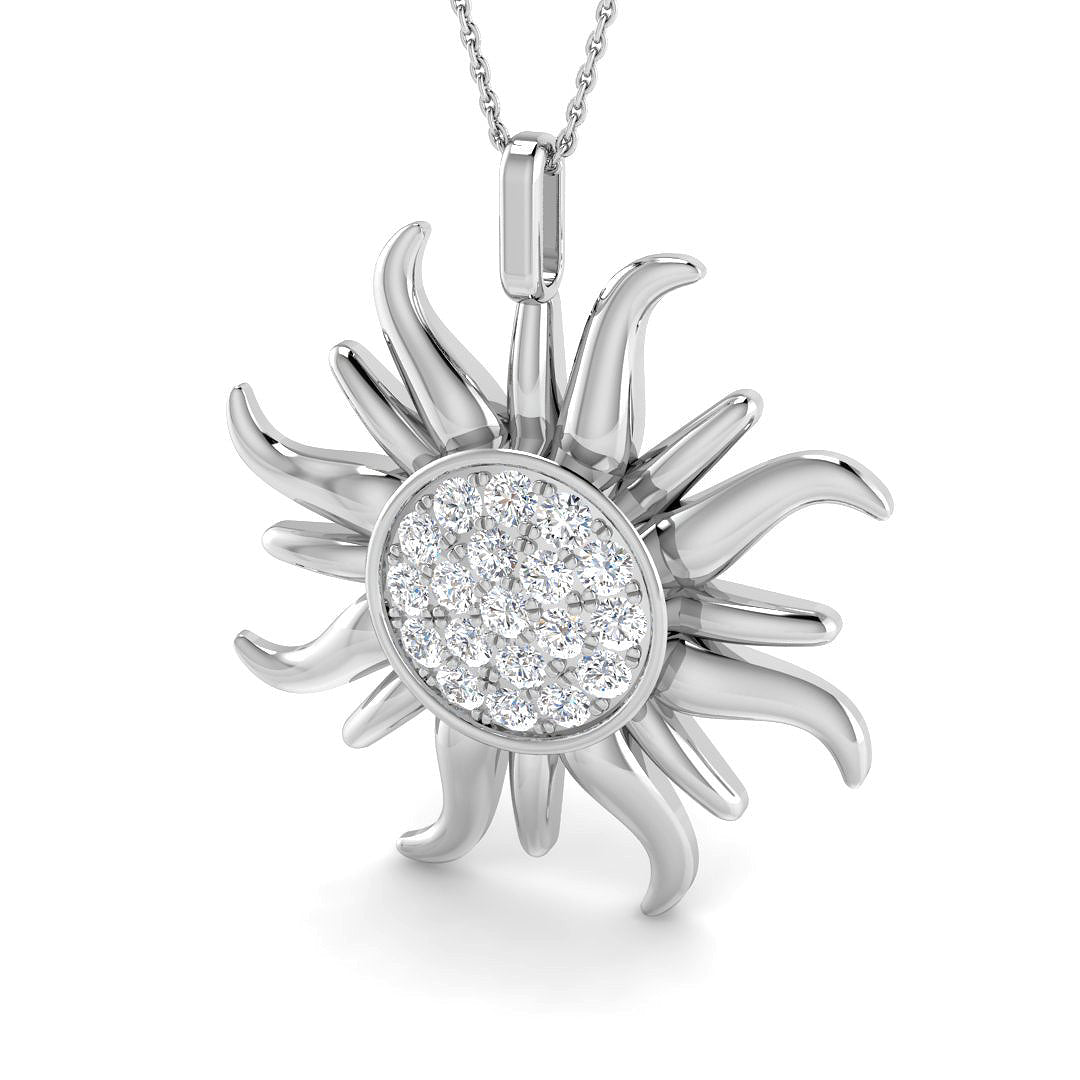 Sunburst Celestial Diamond Pendant 1.25ct Gold (Without Chain) in 10K/14K gold and platinum with certified lab-grown or natural diamonds