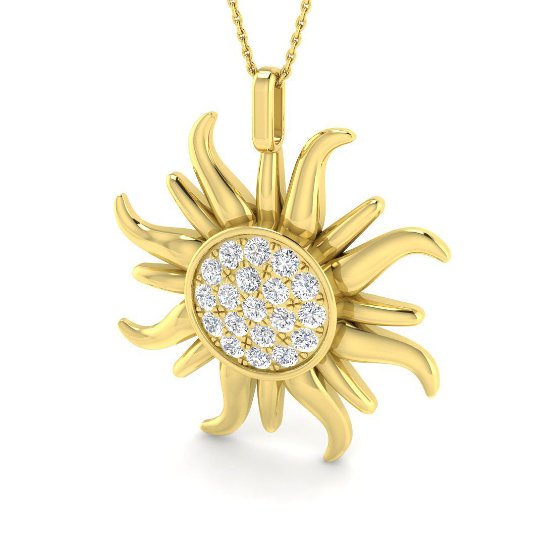 Sunburst Celestial Diamond Pendant 1.25ct Gold (Without Chain) in 10K/14K gold and platinum with certified lab-grown or natural diamonds