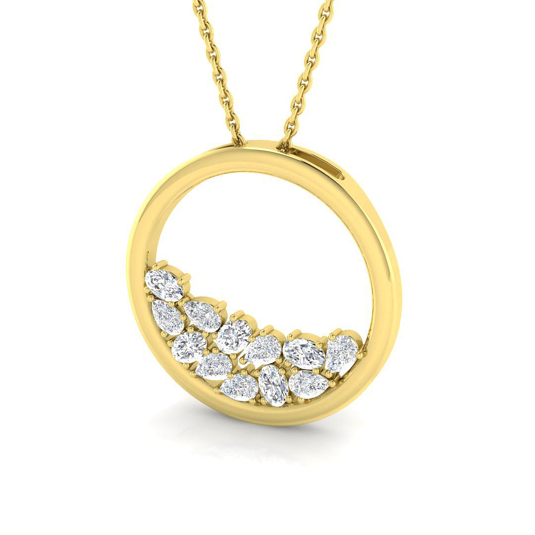 Diamond Circle of Life Pendant 0.5ct Gold & Platinum Necklace (Without Chain) in 10K/14K gold and platinum with certified lab-grown or natural diamonds