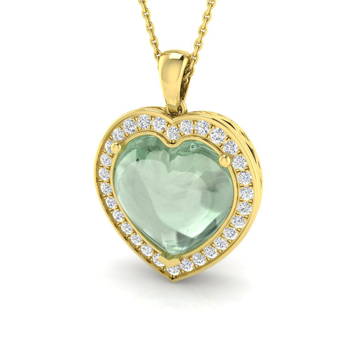 Amethyst Heart Diamond Pendant 9.5ct Gold & Platinum Necklace (Without Chain) in 10K/14K gold and platinum with certified lab-grown or natural diamonds