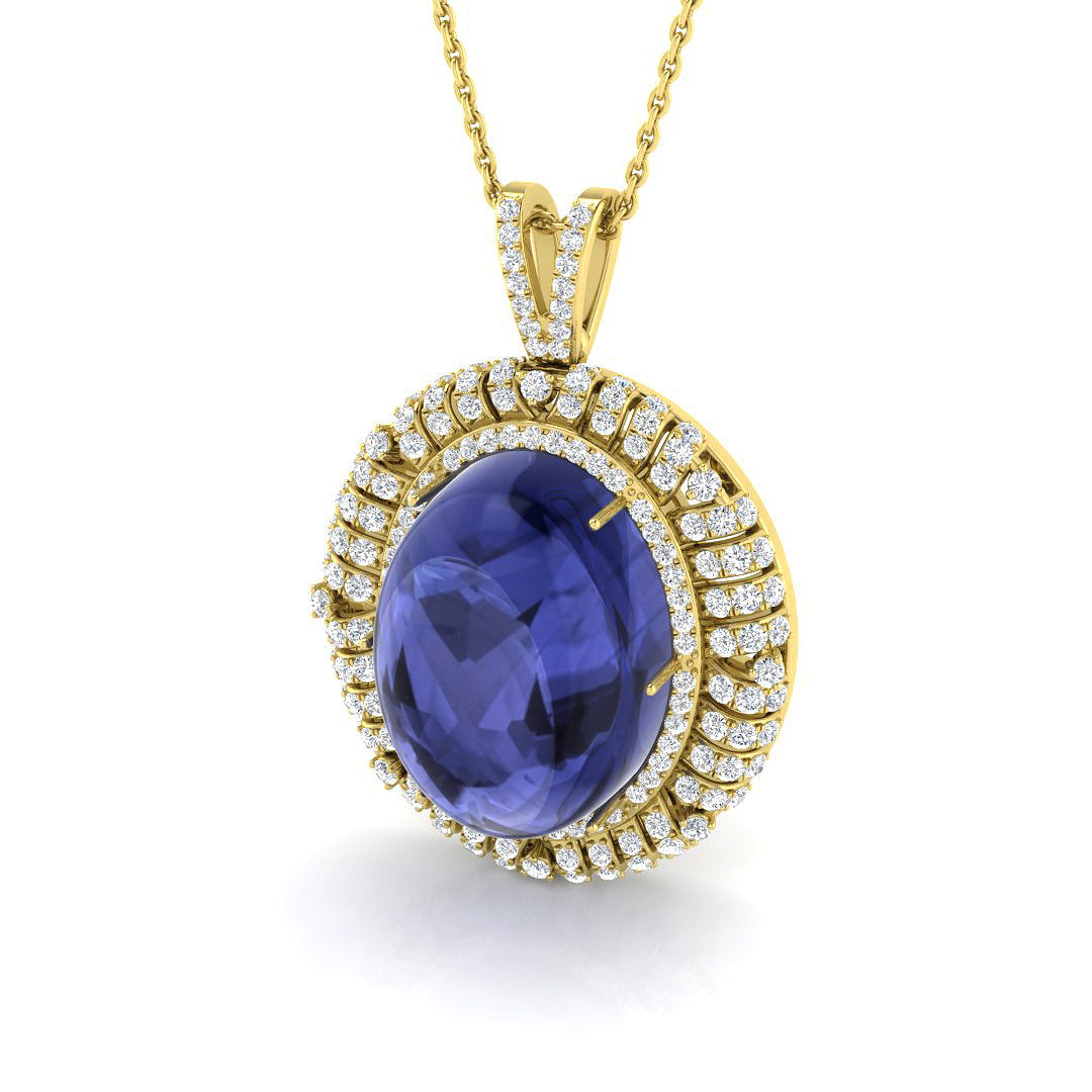 Oval Tanzanite Diamond Statement Pendant Necklace - Gold & in 10K/14K gold and platinum with certified lab-grown or natural diamonds