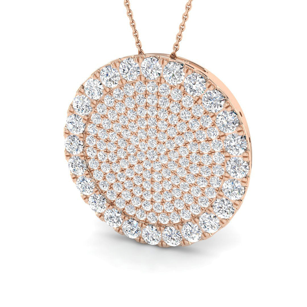 Pavé Disc Diamond Pendant Necklace 5.5ct Gold (Without Chain) in 10K/14K gold and platinum with certified lab-grown or natural diamonds