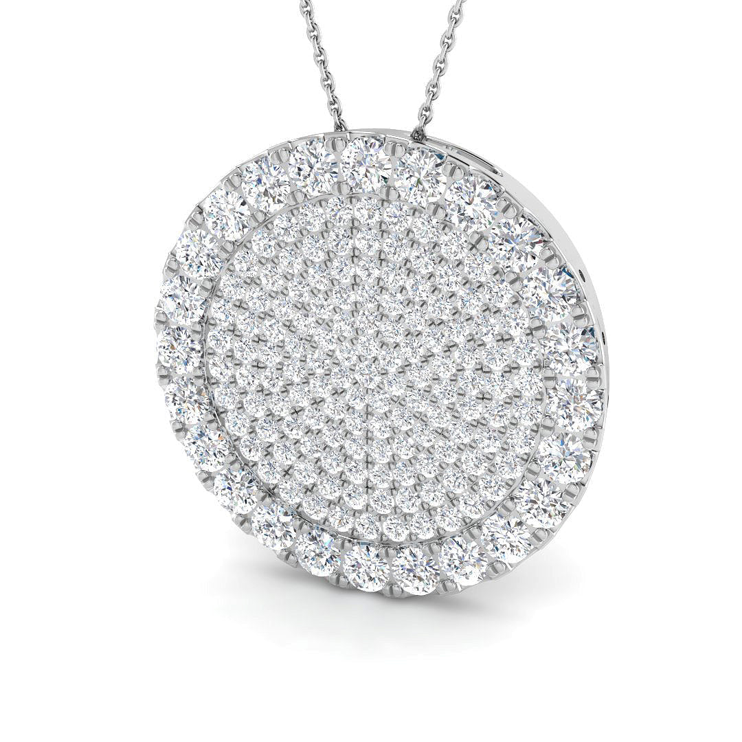 Pavé Disc Diamond Pendant Necklace 5.5ct Gold (Without Chain) in 10K/14K gold and platinum with certified lab-grown or natural diamonds