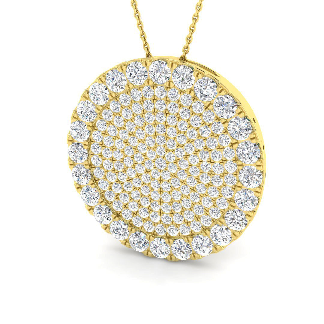Pavé Disc Diamond Pendant Necklace 5.5ct Gold (Without Chain) in 10K/14K gold and platinum with certified lab-grown or natural diamonds