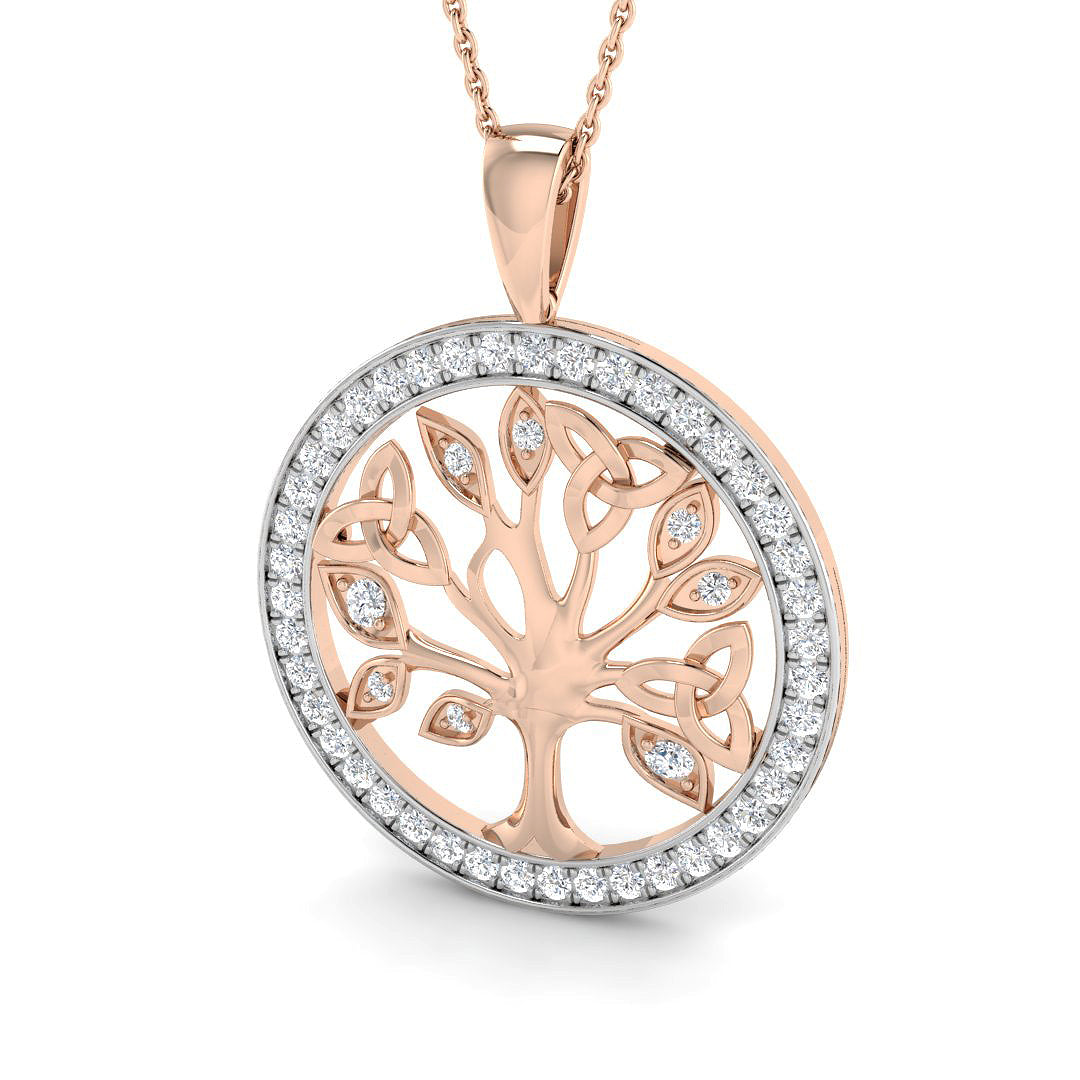 Tree of Life Fancy Diamond Pendant Gold (Without Chain) in 10K/14K gold and platinum with certified lab-grown or natural diamonds