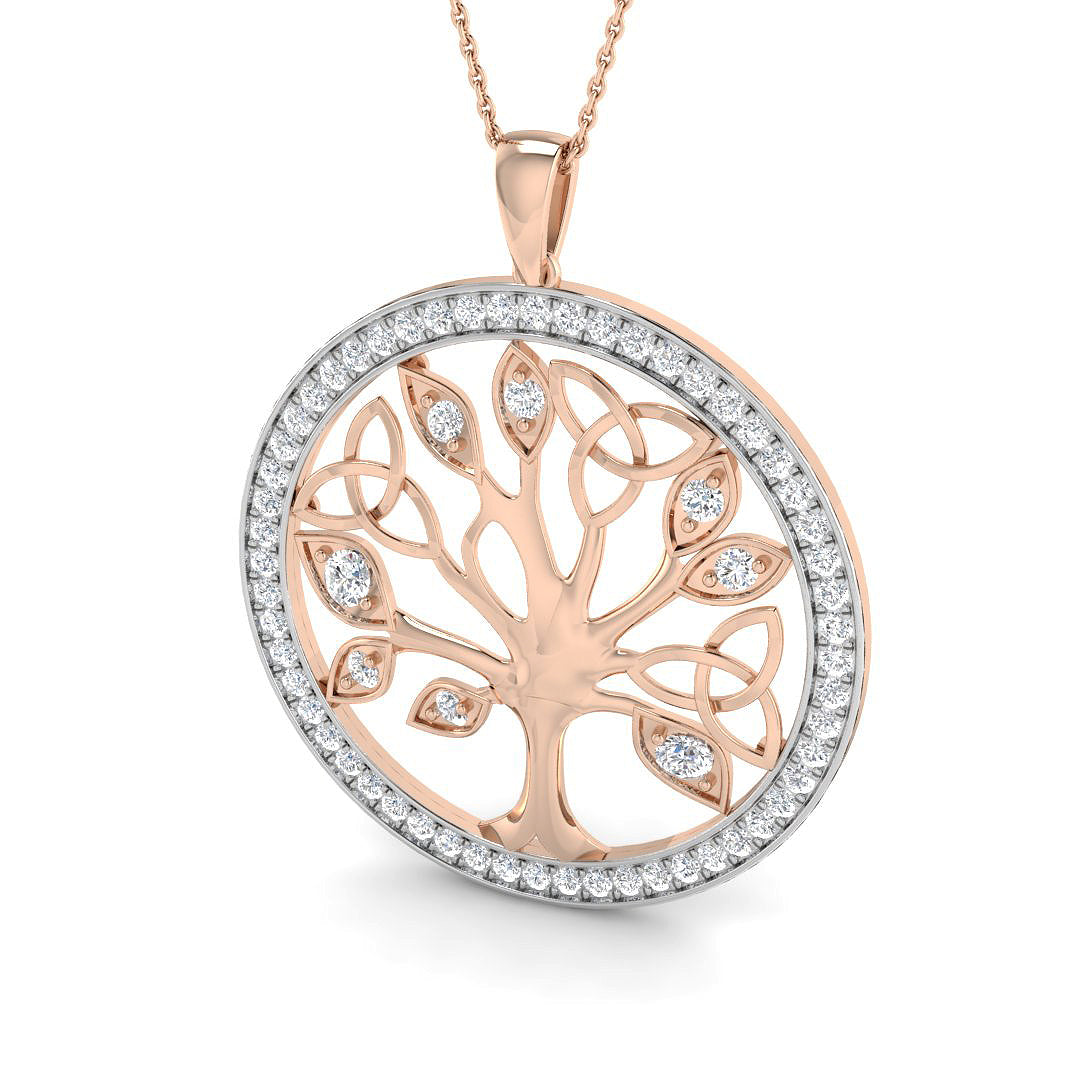 Tree of Life Fancy Diamond Pendant Gold (Without Chain) in 10K/14K gold and platinum with certified lab-grown or natural diamonds