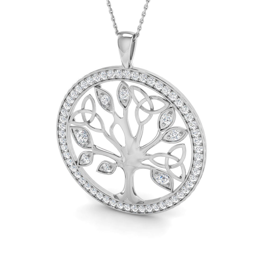 Tree of Life Fancy Diamond Pendant Gold (Without Chain) in 10K/14K gold and platinum with certified lab-grown or natural diamonds