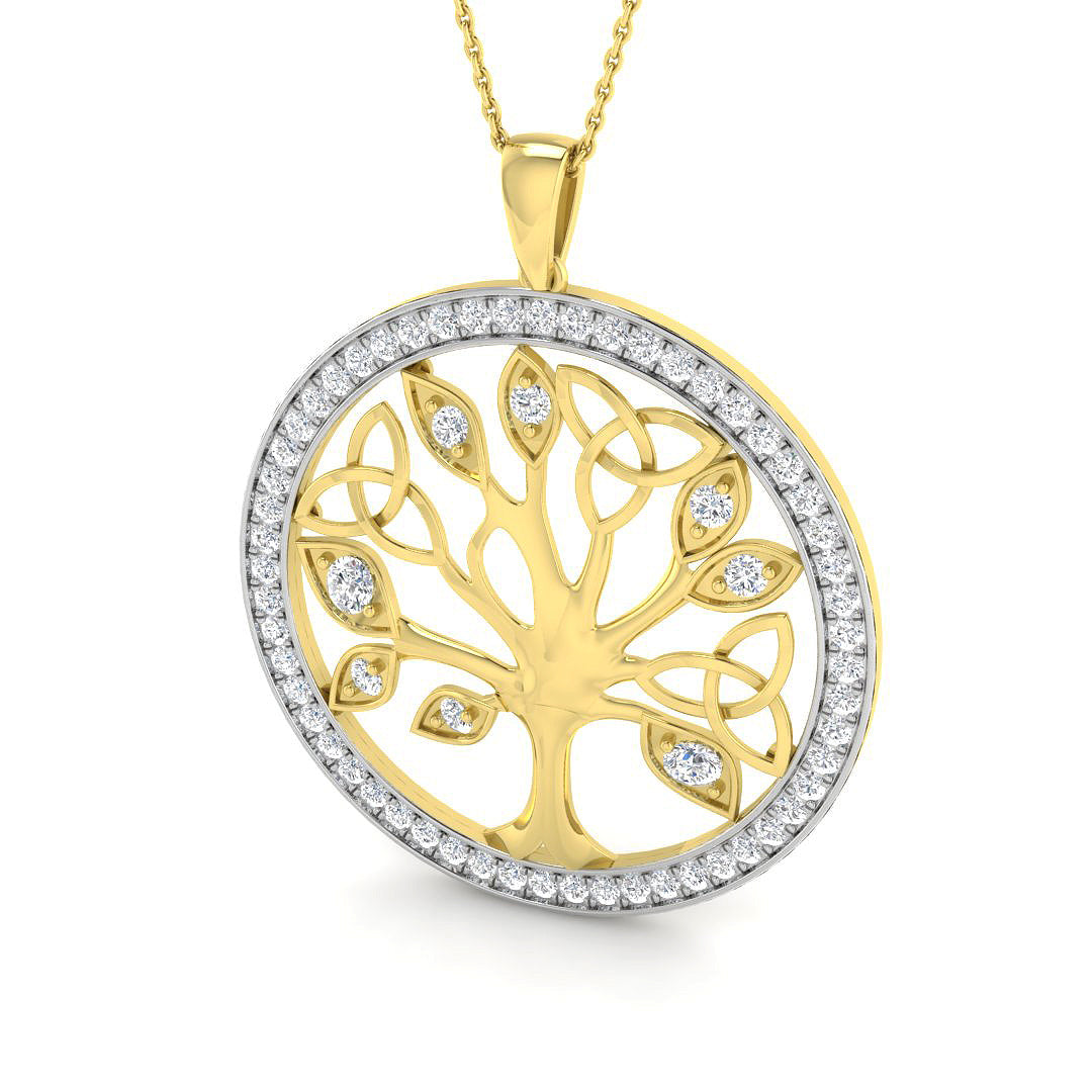 Tree of Life Fancy Diamond Pendant Gold (Without Chain) in 10K/14K gold and platinum with certified lab-grown or natural diamonds