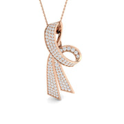 Diamond Ribbon Pendant 1.5ct Gold Necklace in 10K/14K gold and platinum with certified lab-grown or natural diamonds