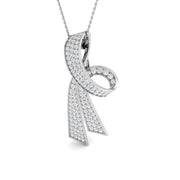 Diamond Ribbon Pendant 1.5ct Gold Necklace in 10K/14K gold and platinum with certified lab-grown or natural diamonds