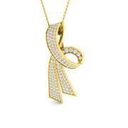 Diamond Ribbon Pendant 1.5ct Gold Necklace in 10K/14K gold and platinum with certified lab-grown or natural diamonds