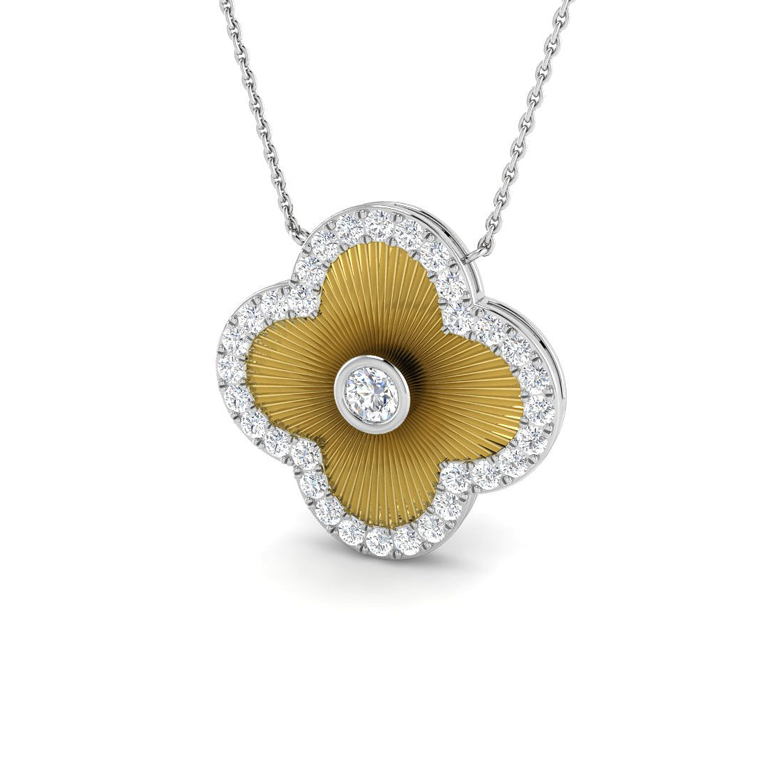 Diamond Clover Necklace 1ct Gold in 10K/14K gold and platinum with certified lab-grown or natural diamonds