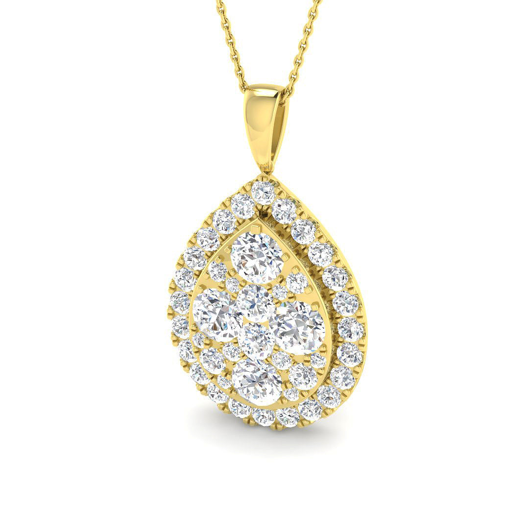 Cluster Diamond Pendant 5.5ct in 10K/14K gold and platinum with certified lab-grown or natural diamonds
