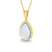Opal Diamond Pendant 1.5-4ct Gold & Platinum Necklace (Without Chain) in 10K/14K gold and platinum with certified lab-grown or natural diamonds