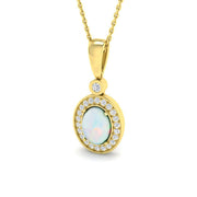 Opal Diamond Pendant Necklace 1ct in 10K/14K gold and platinum with certified lab-grown or natural diamonds