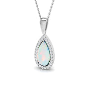 Opal Diamond Pendant 1.5-4ct Gold & Platinum Necklace (Without Chain) in 10K/14K gold and platinum with certified lab-grown or natural diamonds
