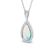 Opal Diamond Pendant 1.5-4ct Gold & Platinum Necklace (Without Chain) in 10K/14K gold and platinum with certified lab-grown or natural diamonds
