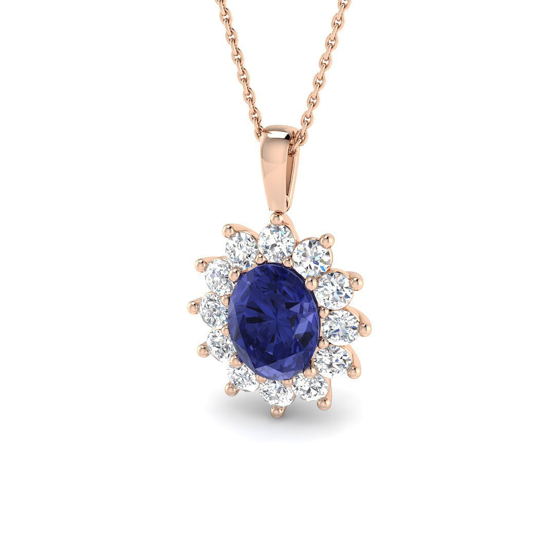 Amber Gemstone Pendant 4.5ct Gold Diana(Without Chain ) in 10K/14K gold and platinum with certified lab-grown or natural diamonds