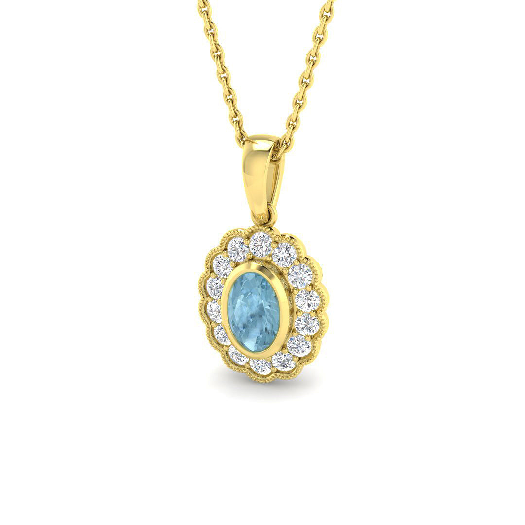 Aquamarine Pendant 0.75ct in 10K/14K gold and platinum with certified lab-grown or natural diamonds