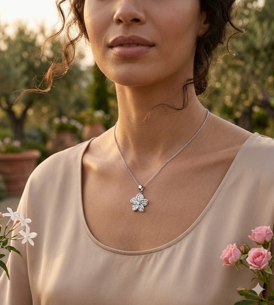 Flower Diamond Pendant Necklace 0.33ct Gold (Without Chain ) in 10K/14K gold and platinum with certified lab-grown or natural diamonds