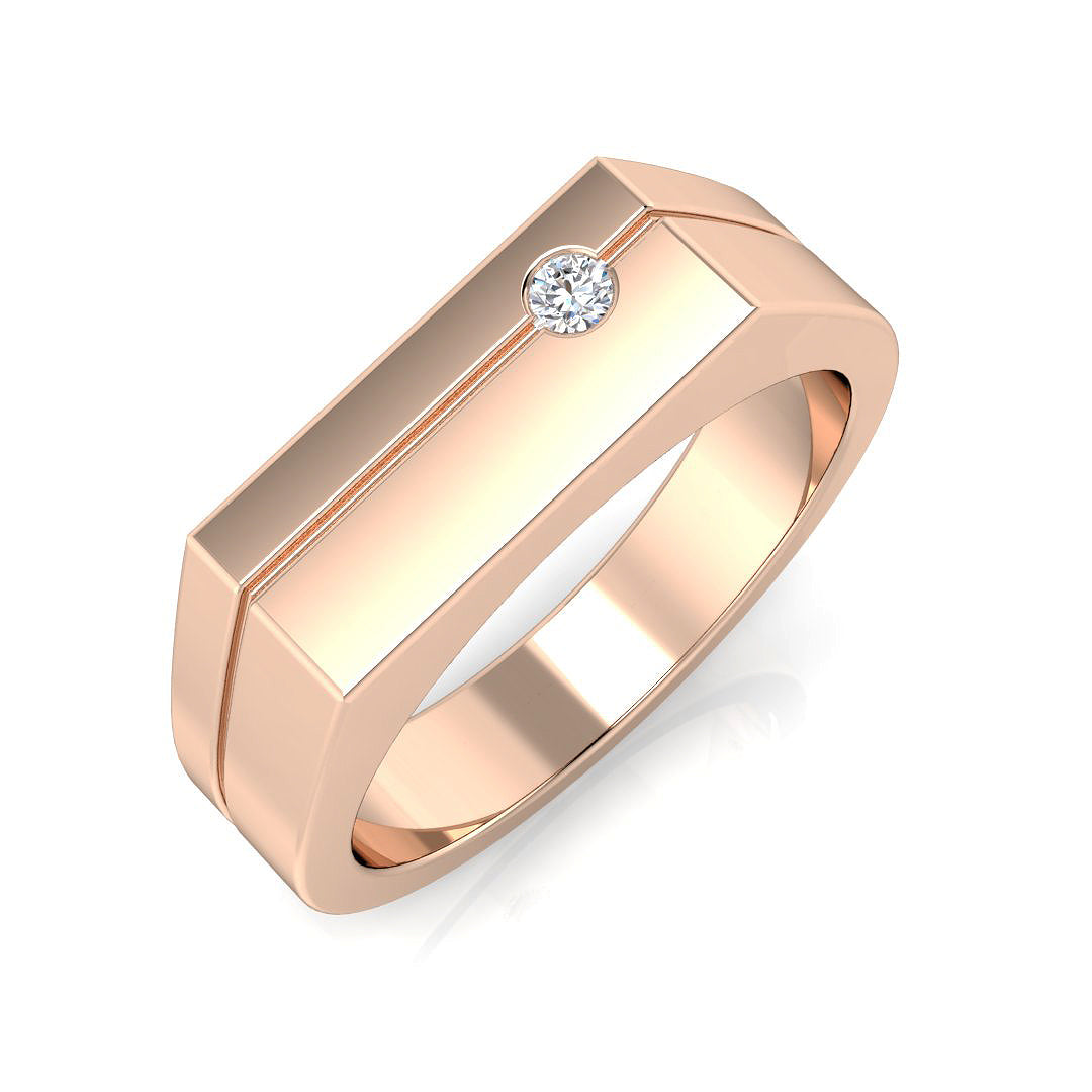 Lab-Grown Round Cut Men's Diamond Ring in 10K/14K gold and platinum with certified lab-grown or natural diamonds