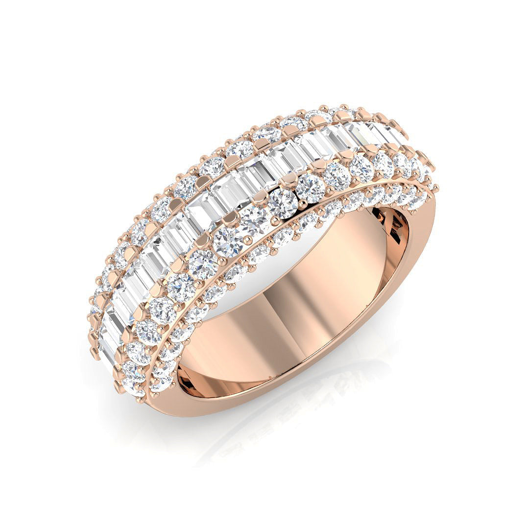 Diamond Baguette & Brilliant Ring in 10K/14K gold and platinum with certified lab-grown or natural diamonds