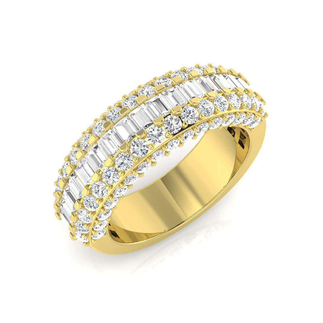 Diamond Baguette & Brilliant Ring in 10K/14K gold and platinum with certified lab-grown or natural diamonds