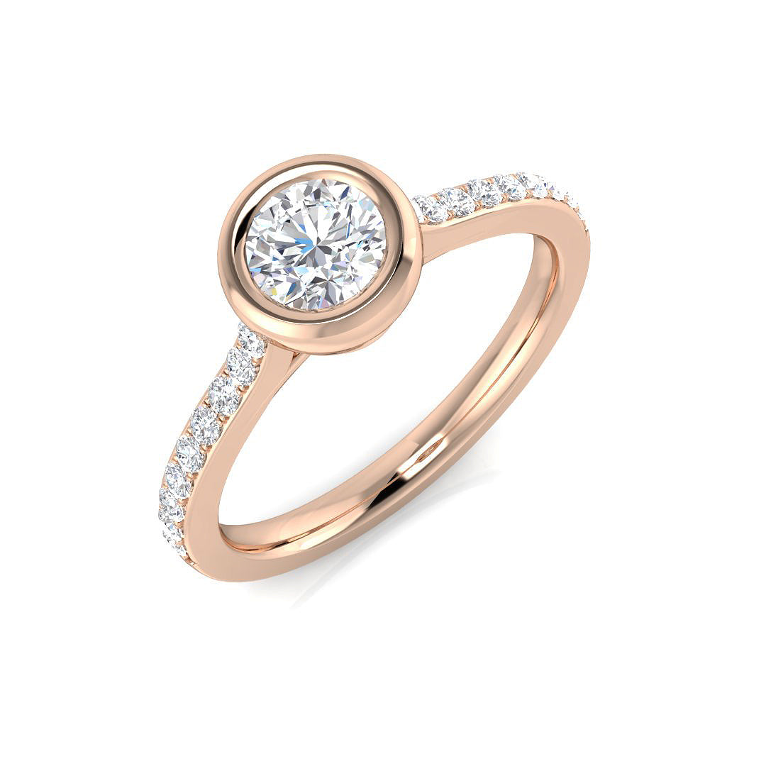 Solitaire Halo Diamond Ring in 10K/14K gold and platinum with certified lab-grown or natural diamonds