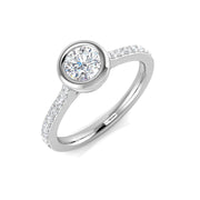 Solitaire Halo Diamond Ring in 10K/14K gold and platinum with certified lab-grown or natural diamonds