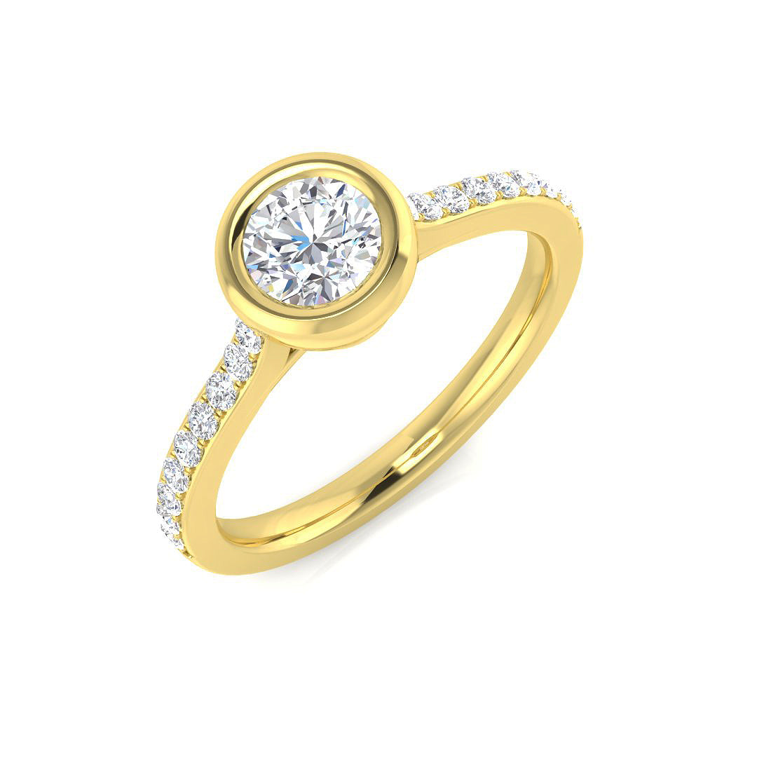 Solitaire Halo Diamond Ring in 10K/14K gold and platinum with certified lab-grown or natural diamonds