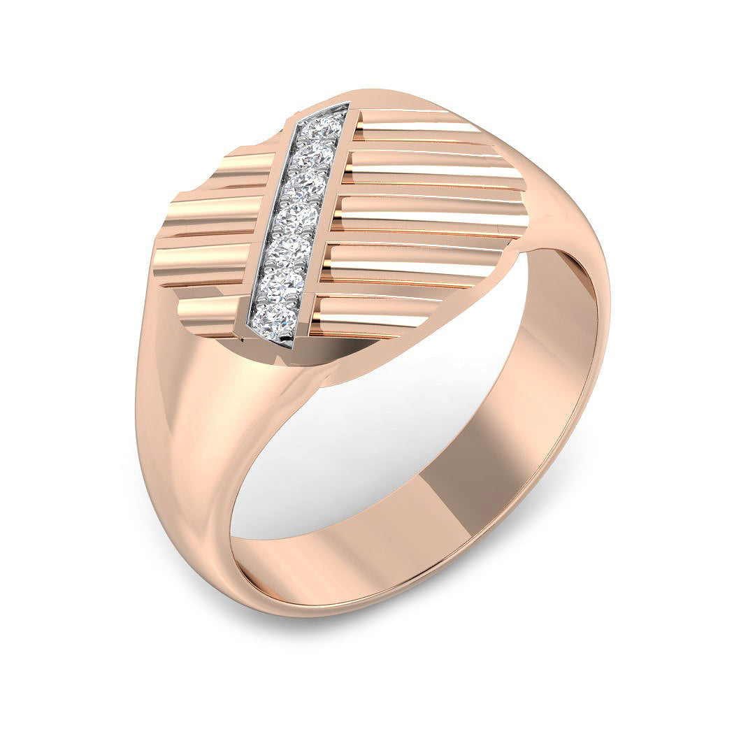 Geometric Diamond Signet Ring 0.10ct in 10K/14K gold and platinum with certified lab-grown or natural diamonds