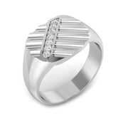 Geometric Diamond Signet Ring 0.10ct in 10K/14K gold and platinum with certified lab-grown or natural diamonds
