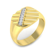 Geometric Diamond Signet Ring 0.10ct in 10K/14K gold and platinum with certified lab-grown or natural diamonds