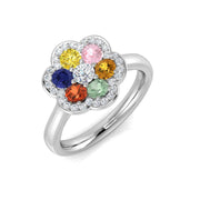 Diamond kacred Multi Sapphire Ring in 10K/14K gold and platinum with certified lab-grown or natural diamonds