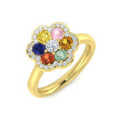 Diamond kacred Multi Sapphire Ring in 10K/14K gold and platinum with certified lab-grown or natural diamonds