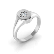 Star Set Diamond Signet Ring 0.10ct in 10K/14K gold and platinum with certified lab-grown or natural diamonds