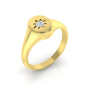 Star Set Diamond Signet Ring 0.10ct in 10K/14K gold and platinum with certified lab-grown or natural diamonds