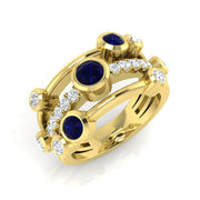 Blue Sapphire Diamond Bubble Ring in 10K/14K gold and platinum with certified lab-grown or natural diamonds