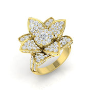 Large Floral Diamond Cluster Ring 2.50ct in 10K/14K gold and platinum with certified lab-grown or natural diamonds