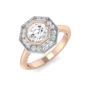 Octagon Halo Diamond Engagement Ring 1.5ct in 10K/14K gold and platinum with certified lab-grown or natural diamonds