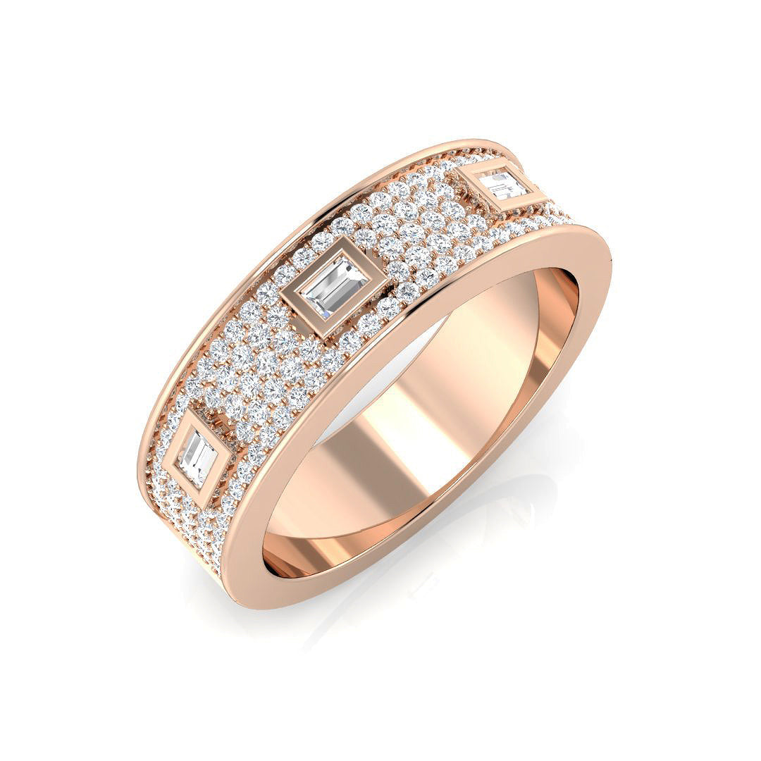 Diamond Baguette & Brilliant Ring in 10K/14K gold and platinum with certified lab-grown or natural diamonds