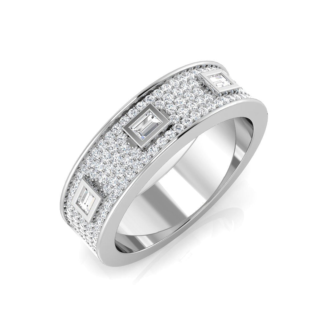 Baguette and Round Cut Diamond Half Eternity Ring. in 10K/14K gold and platinum with certified lab-grown or natural diamonds