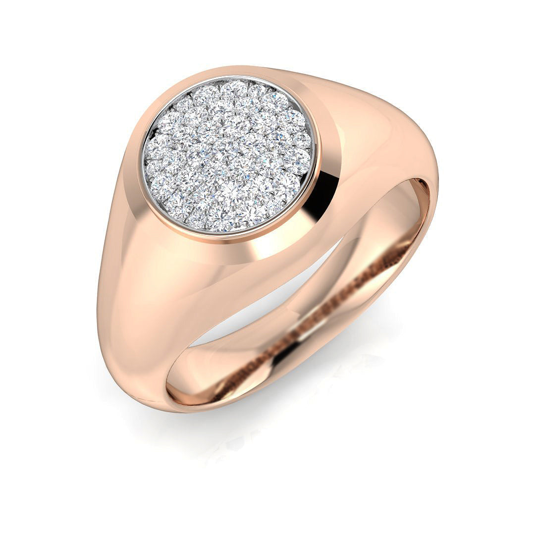 Luxury Diamond Signet Ring in 10K/14K gold and platinum with certified lab-grown or natural diamonds