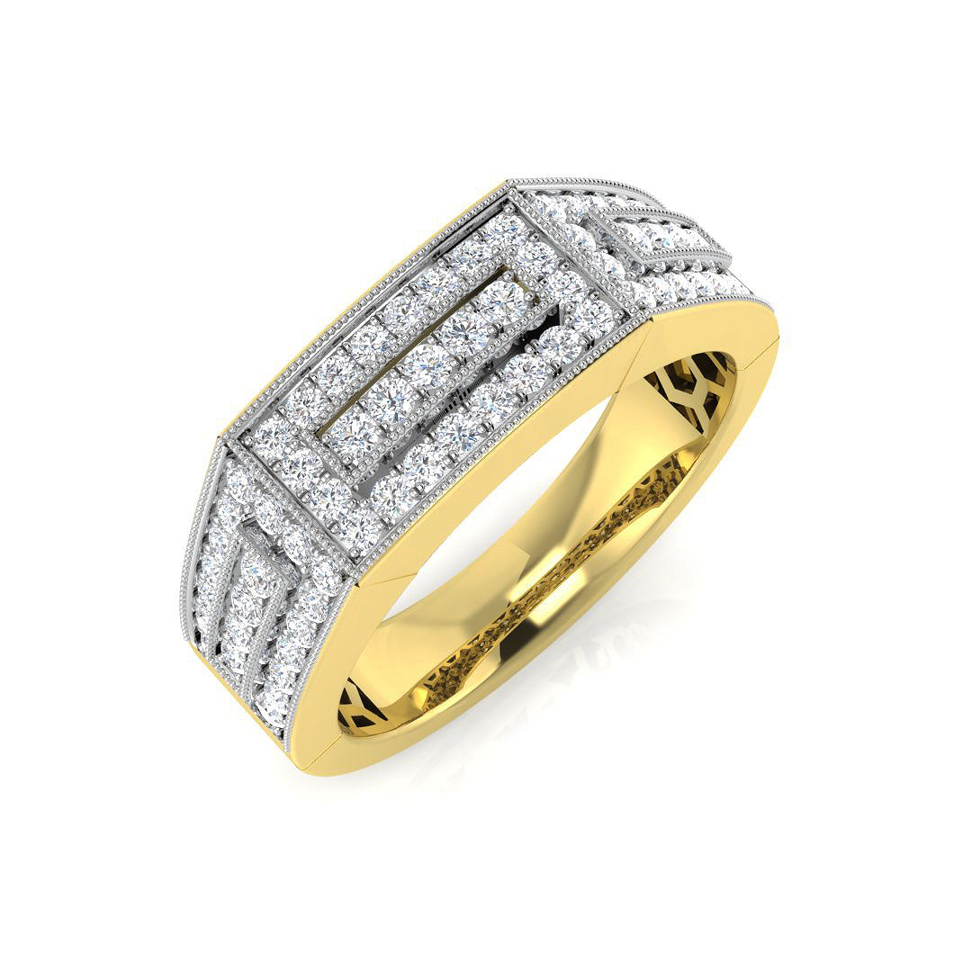 Diamond Pembroke Signet Ring in 10K/14K gold and platinum with certified lab-grown or natural diamonds