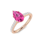 Natural Diamond and Pink Sapphire Ring in 10K/14K gold and platinum with certified lab-grown or natural diamonds