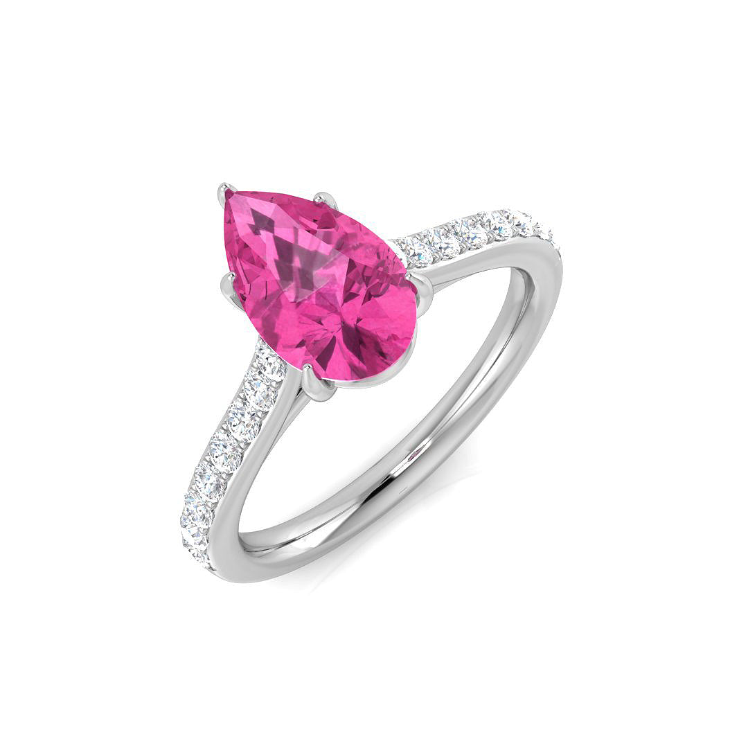 Natural Diamond and Pink Sapphire Ring in 10K/14K gold and platinum with certified lab-grown or natural diamonds
